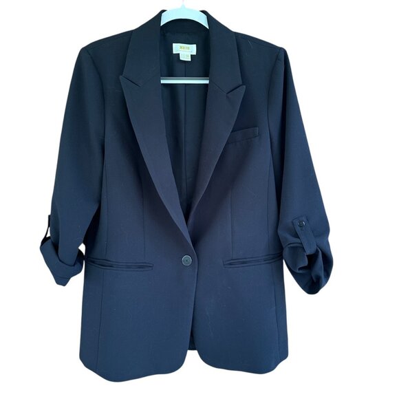 Maeve by Anthropolgie Lazar Roll Sleeve Blazer Black Women's Size 10 Career Chic - Picture 15 of 15